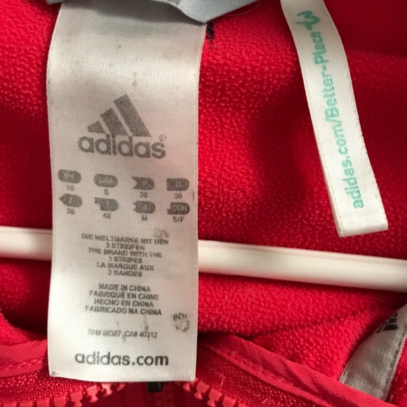 Adidas Women's Performance Sweater Jacket M Zip Up Hood Coral Pink Magenta - Picture 5 of 6